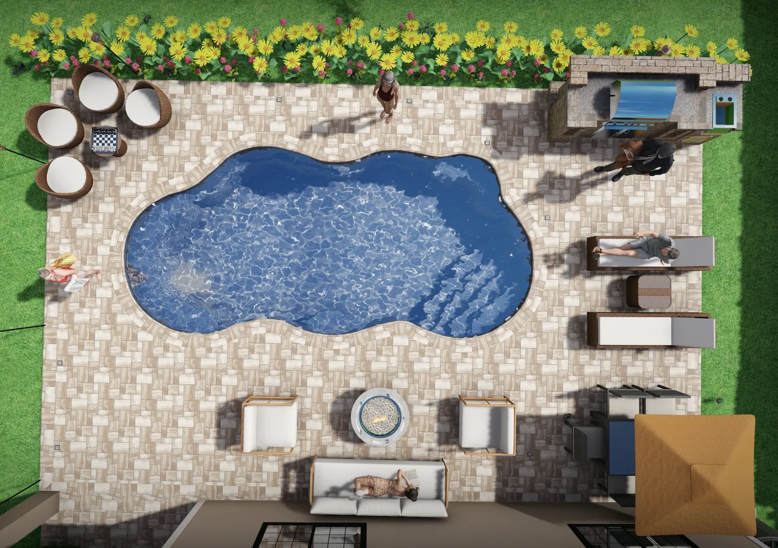 Bermuda pool design rendered by the Wonderlands 3D engine
