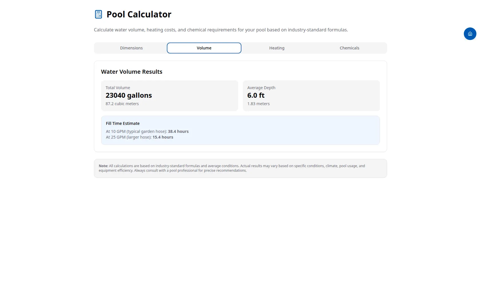 The Pool Calculator, live